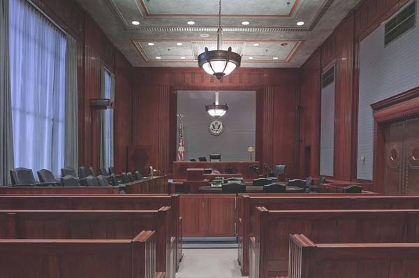 A courtroom setting